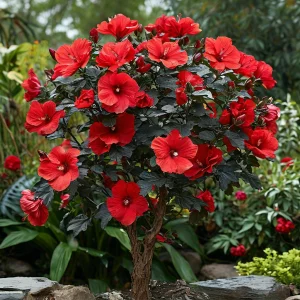 Гибискус Миднайт Роуз купить по цене от 269р. в интернет-магазине «Посадика» с доставкой почтой в в Киренске и по всей России – [изображение №1].